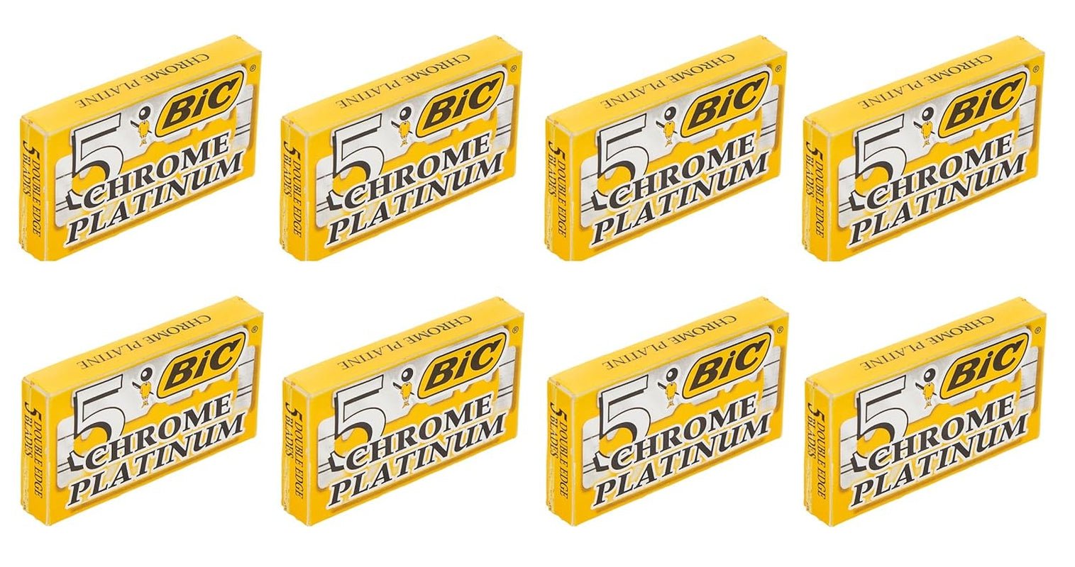 40 Chrome Platinum Double Edge Razor Blades - Smooth Shave