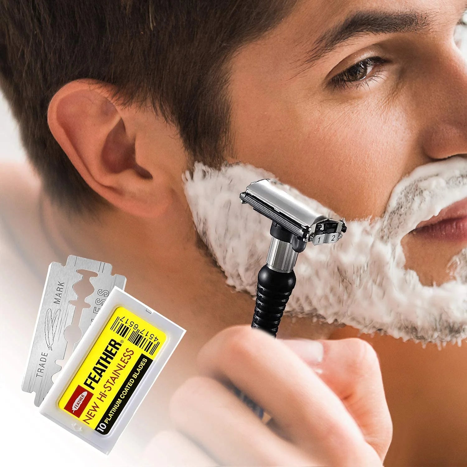 Double Edge Safety Razor Blades - (50 Count) - Platinum Coated Hi - Stainless Steel Razor Blades - Fits Most Safety Razors - Super Sharp for Close Shaves - Japanese Quality - Smooth Shave