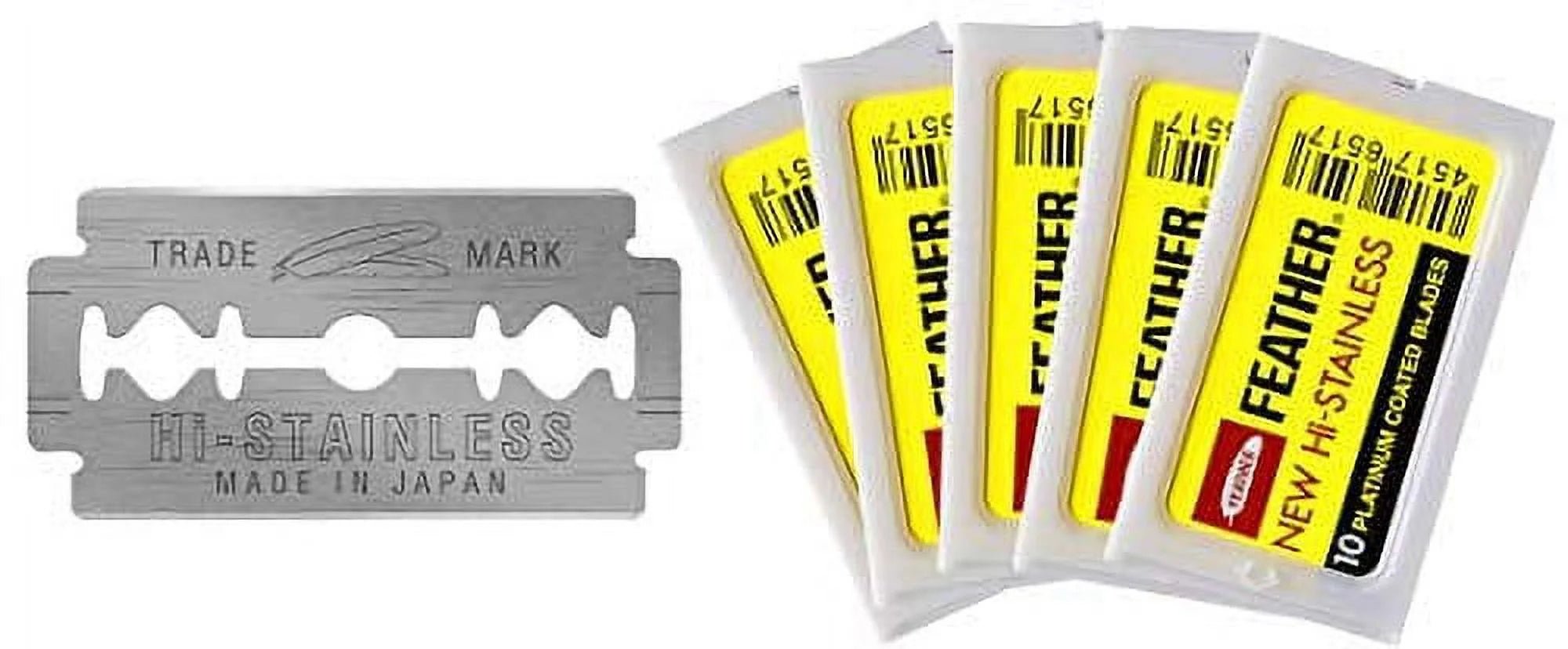 Double Edge Safety Razor Blades - (50 Count) - Platinum Coated Hi - Stainless Steel Razor Blades - Fits Most Safety Razors - Super Sharp for Close Shaves - Japanese Quality - Smooth Shave