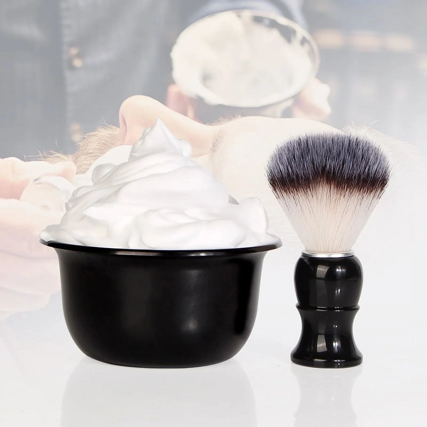 1 Set Men Shaving Kit Men Shaving Brush Shaving Bowl Portable Shaving Cleaning Brush Kit