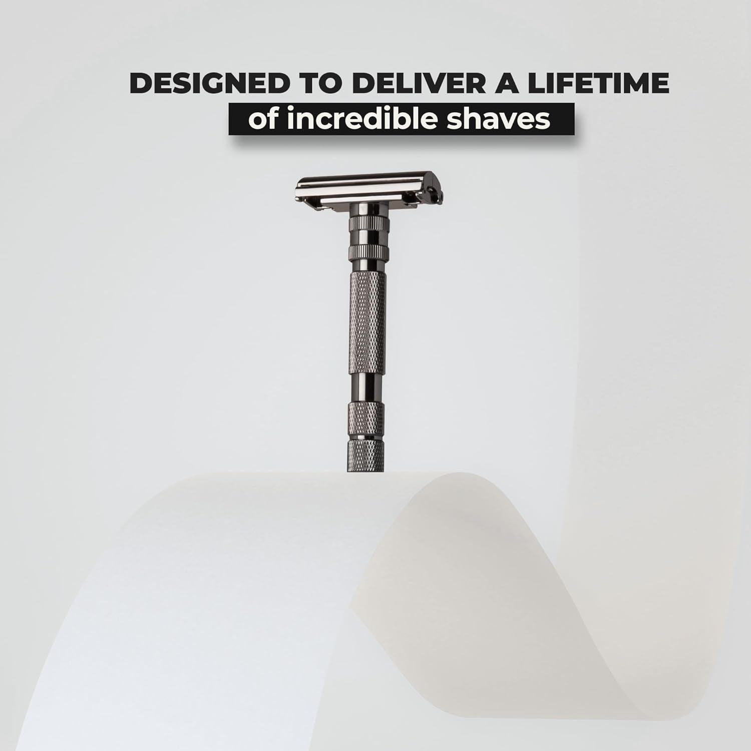 Rockwell T2 | Twist - To - Open (TTO) Double - Edge Safety Razor | Full Metal | Includes 5 Fully Recyclable Stainless Steel Blades (Gunmetal Chrome) - Smooth Shave