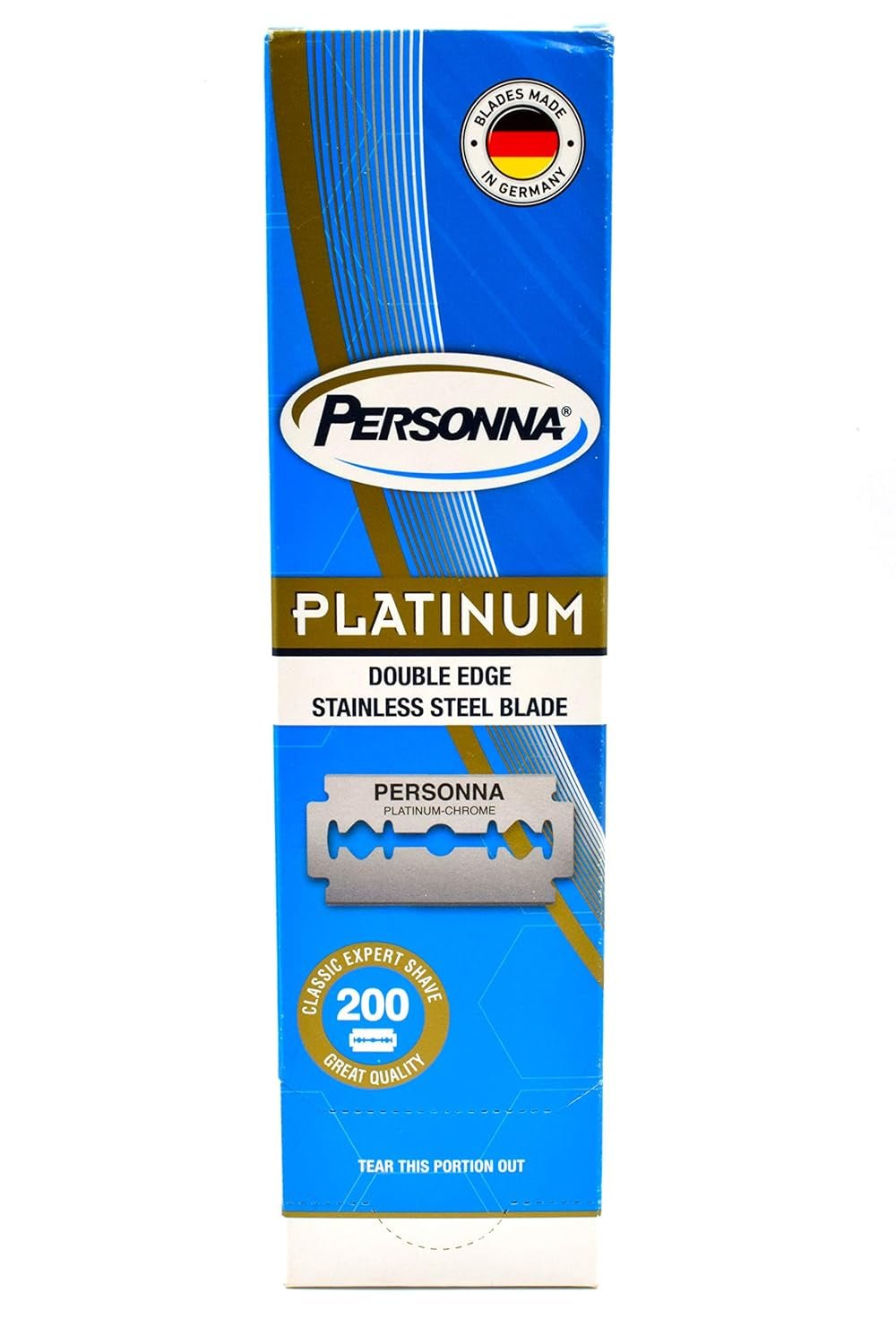 200 TWO HUNDRED Platinum Double Edge Razor Blades - Made from Swedish Steel - Smooth Shave