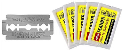 Double Edge Safety Razor Blades - (50 Count) - Platinum Coated Hi - Stainless Steel Razor Blades - Fits Most Safety Razors - Super Sharp for Close Shaves - Japanese Quality - Smooth Shave